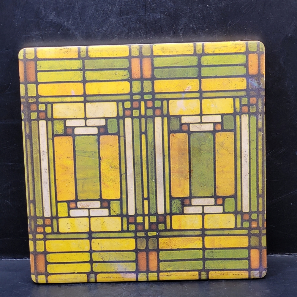 Frank Lloyd Wright Oak Park Skylight Sandstone Trivet Tile 7” Cork Back